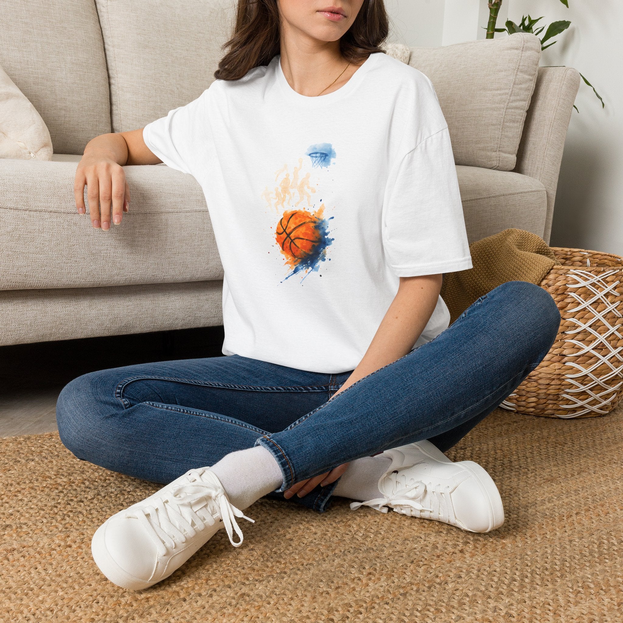 Watercolor basketball scene T-Shirt